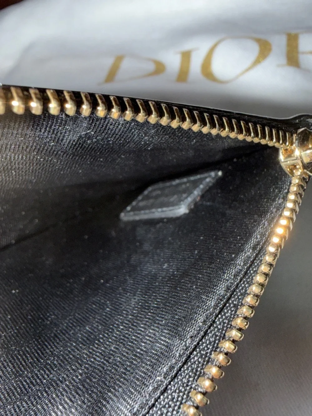 ‼️Authentic Christian Dior Black Patent Leather Zip Wallet Card Holder Pouch